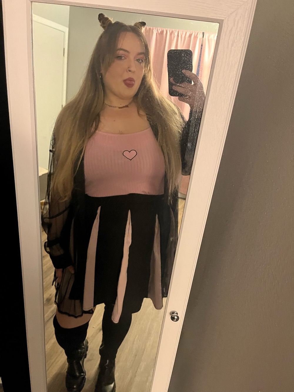 Black and Light Pink Paneled skirt